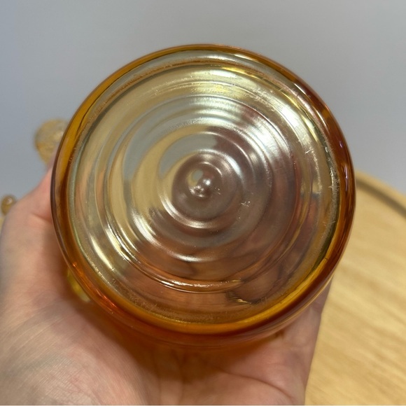 VTG Jeanette Carnival Glass Iridescent Poodle Dog Powder Box / Jar Trinket Dish - Picture 7 of 8